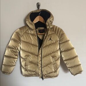 Jordan Gold Puffer Jacket with Quilted Design